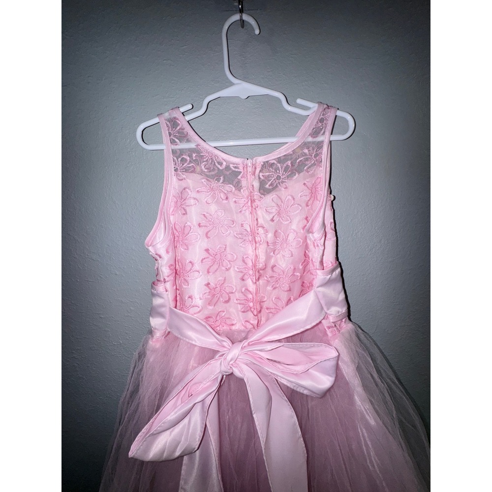 Joykids USA Pink Floral Embroidered Tulle Formal Dress Gown Size 12 Flower Girl - Picture 5 of 6